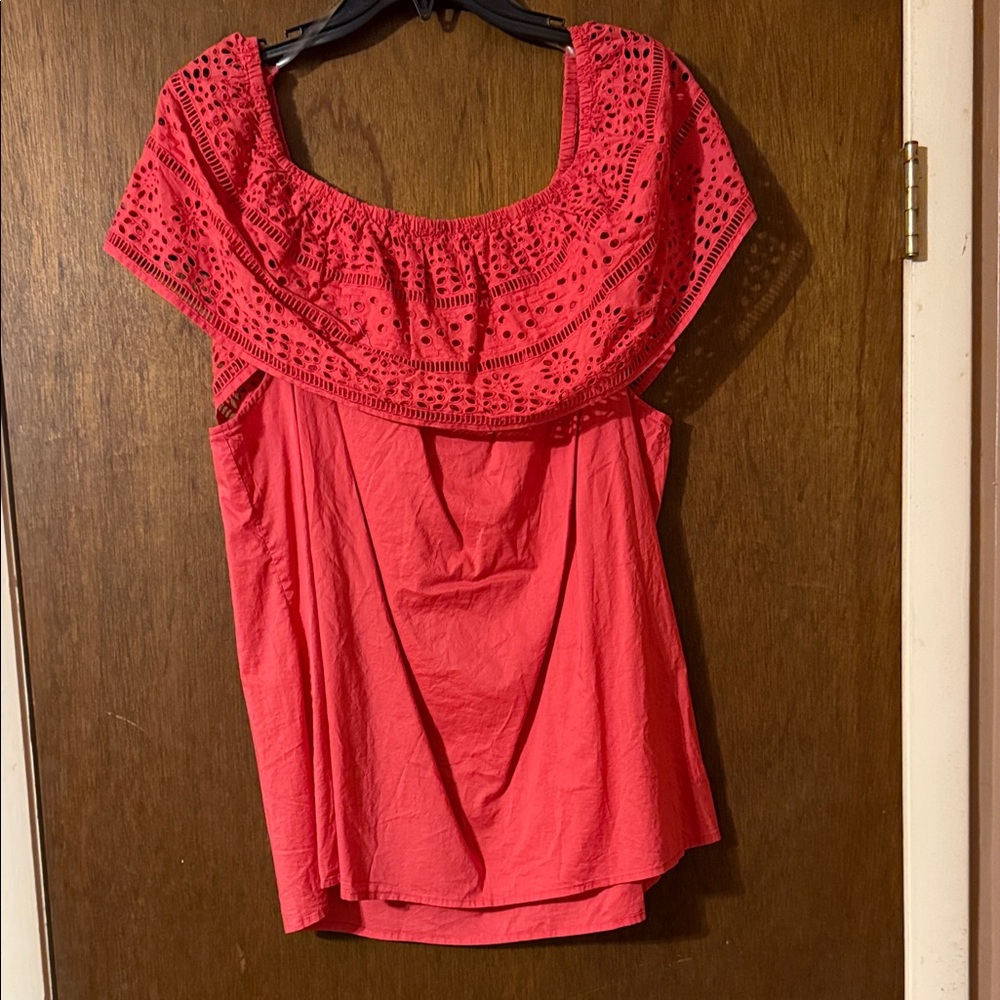 St. John's Bay Coral Eyelet Off-Shoulder Blouse